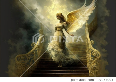beautiful woman walking up the stairs beautiful woman walking up the stairs 97957093