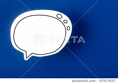 The Speech bubble with copy space communication talking speaking concepts on blue background. The Speech bubble with copy space communication talking speaking concepts on blue background. 97957625