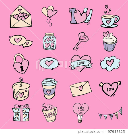 drawing love icon for valentine concept drawing love icon for valentine concept 97957825
