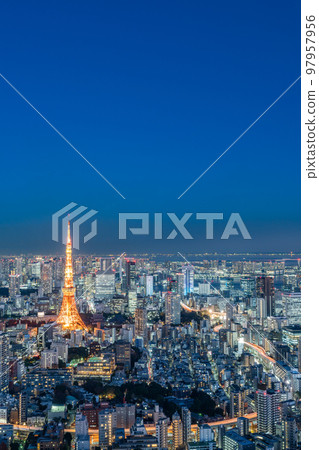 "Urban landscape" Tokyo night view overlooking the Pacific Ocean "Urban landscape" Tokyo night view overlooking the Pacific Ocean 97957956