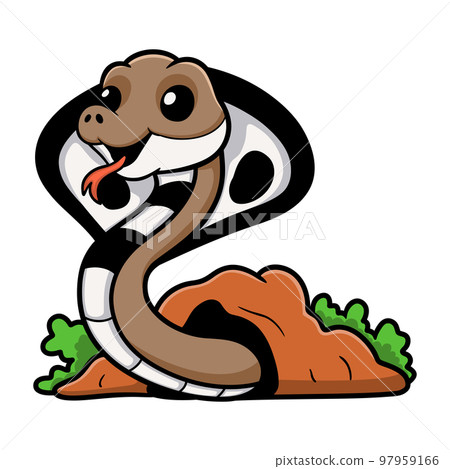 Cute indian king cobra cartoon out from hole 97959166