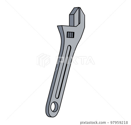 Closed adjustable wrench diagonal illustration 97959218