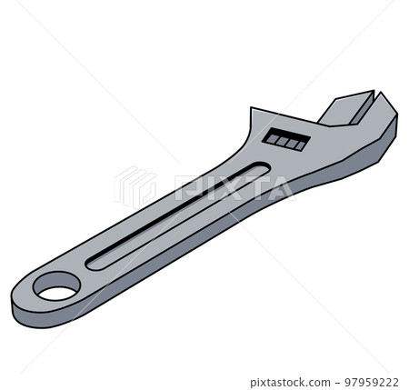 Illustration with a closed monkey wrench 97959222
