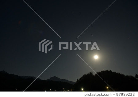 北斗市竹川町，12月滿月和火星懸在西山邊緣的時候 97959228