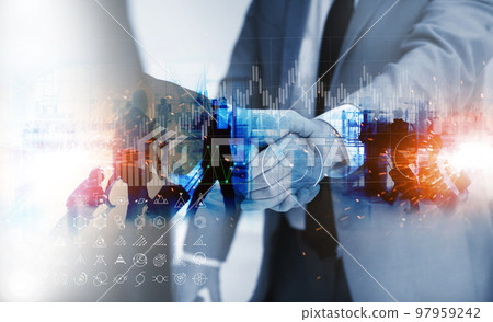 handshake of business people in the office,Double exposure of business handshake for successful of investment deal teamwork and partnership concept. handshake of business people in the office,Double exposure of business handshake for successful of investment deal teamwork and partnership concept. 97959242