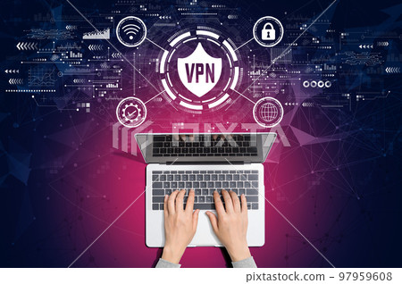VPN concept with person using laptop 97959608