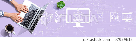 Fintech theme with person using a laptop 97959612