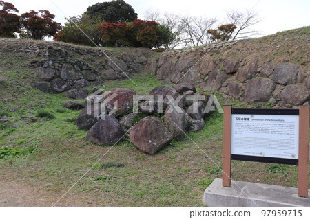 Ruins of Hara Castle Honmaru and destroyed stone walls Ruins of Hara Castle Honmaru and destroyed stone walls 97959715
