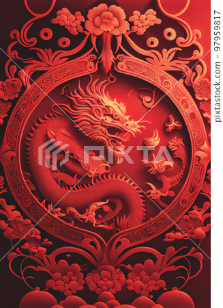 Chinese New Year Festival with red tone color background. 3D illustration Chinese New Year Festival with red tone color background. 3D illustration 97959817