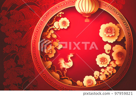 Chinese New Year Festival with red tone color background. 3D illustration 97959821