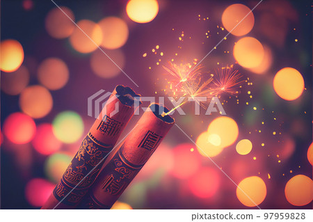 Chinese New Year Festival background and decorations Firecrackers. 3D illustration Chinese New Year Festival background and decorations Firecrackers. 3D illustration 97959828