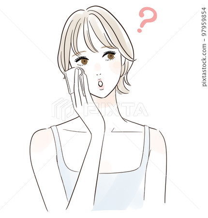 Skin care with cotton A woman with doubts Skin care with cotton A woman with doubts 97959854