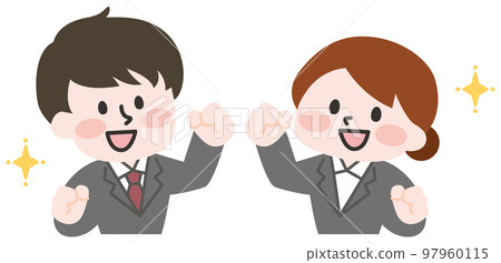 Men and women of young office workers in suits 97960115