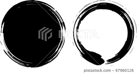 Japanese style brush frame with handwritten faint circle circle Japanese style brush frame with handwritten faint circle circle 97960126