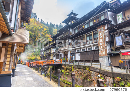 Yamagata Prefecture Ginzan Onsen in Autumn 97960876