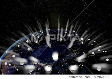 Planet Earth covered in a network. Elements of this image furnished by NASA. Planet Earth covered in a network. Elements of this image furnished by NASA. 97960998