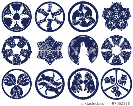 Dog illustration border collie chow chow afghan hound crest Dog illustration border collie chow chow afghan hound crest 97962128