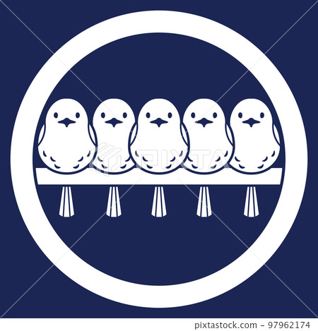 Illustration of long-tailed tit dumpling wild bird symbol crest Illustration of long-tailed tit dumpling wild bird symbol crest 97962174
