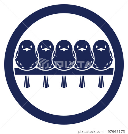 Illustration of long-tailed tit dumpling wild bird symbol crest 97962175