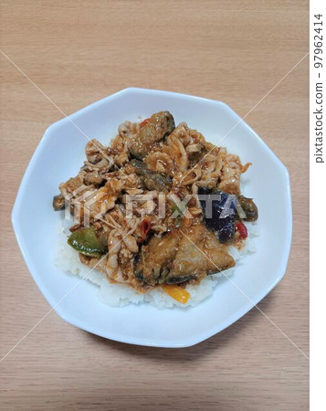 Mapo eggplant rice bowl at home Mapo eggplant rice bowl at home 97962414