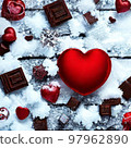 snow and valentine chocolate 97962890