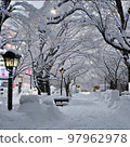 Snow town road in Japan 97962978