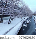 River and snow in Japan 97962980