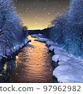 Lit river and snow 97962982