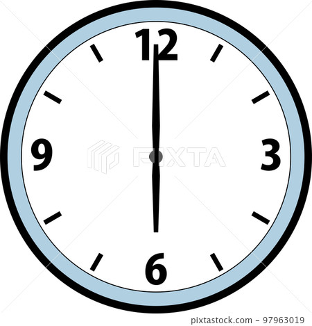 Illustration of a simple 6 o'clock hand clock 97963019