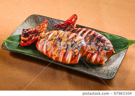 Miso grilled speared squid Miso grilled speared squid 97963104