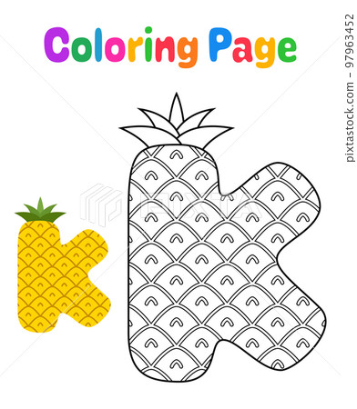 Coloring page with Alphabet K for kids 97963452