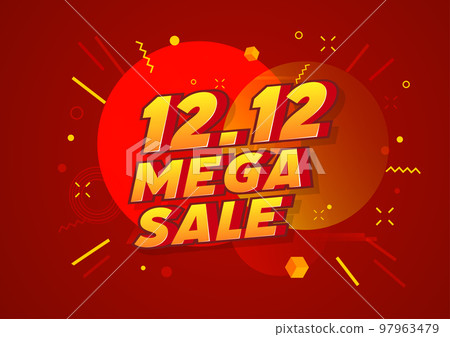 12.12 Online sale tag, poster design template, discount isolated sticker, vector. 97963479