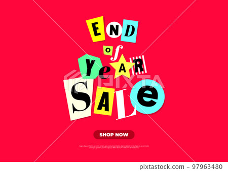 End of year sale banner template design. Big sale event on red background. Social media, shopping online. vector End of year sale banner template design. Big sale event on red background. Social media, shopping online. vector 97963480