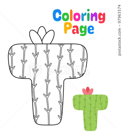 Coloring page with Alphabet T for kids 97963574
