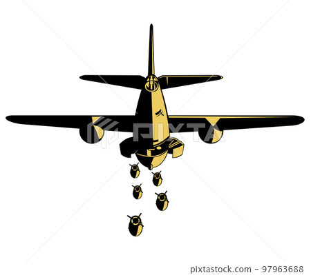 World War Two Martin B-26 Marauder Bomber Airplanes Dropping Bomb Retro Isolated World War Two Martin B-26 Marauder Bomber Airplanes Dropping Bomb Retro Isolated 97963688