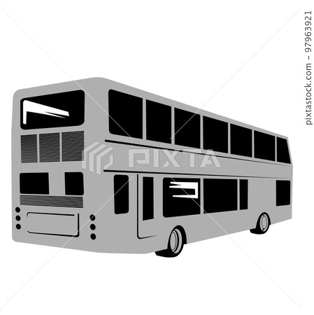 Double Decker or Double Deck Bus Coach Retro Woodcut Style 97963921