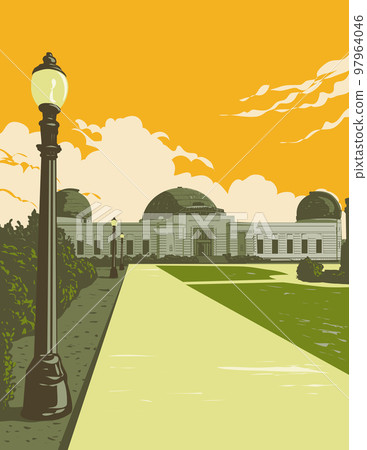 Griffith Observatory on the Slope of Mount Hollywood Los Angeles California WPA Poster Art Griffith Observatory on the Slope of Mount Hollywood Los Angeles California WPA Poster Art 97964046