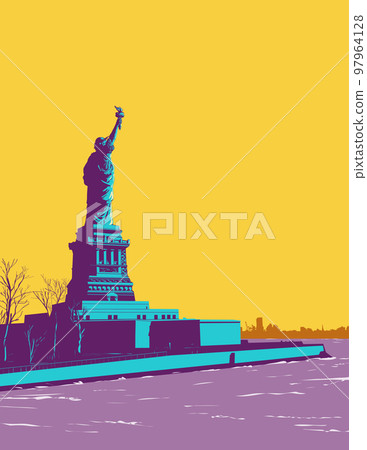 Statue of Liberty on Liberty Island Part of the Statue of Liberty National Monument WPA Poster Art 97964128