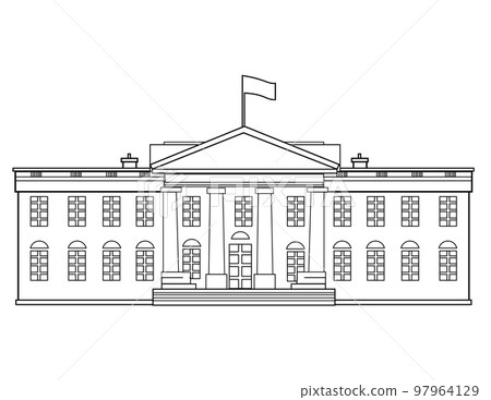 Line Drawing of the White House Front View Black and White 97964129