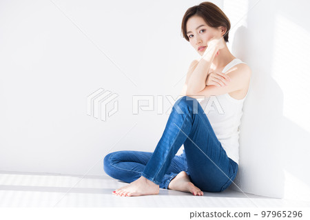 Beauty image Portrait of a woman wearing a tank top Beauty image Portrait of a woman wearing a tank top 97965296