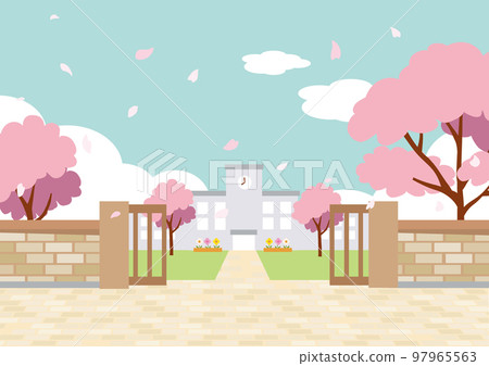 春天校門背景 春天校門背景 97965563