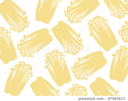Cute enoki mushroom pattern / hand-drawn illustration material 97965623