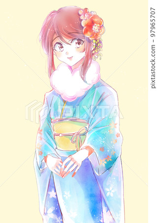 A woman wearing a furisode 1 person 97965707