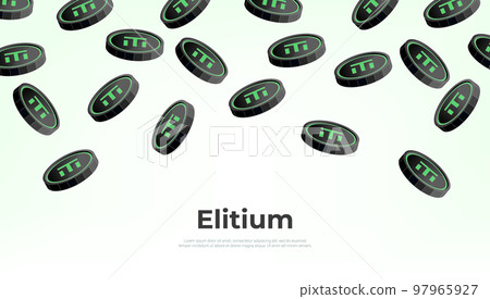 Elitium (EUM) coin falling from the sky. EUM cryptocurrency concept banner background. Elitium (EUM) coin falling from the sky. EUM cryptocurrency concept banner background. 97965927