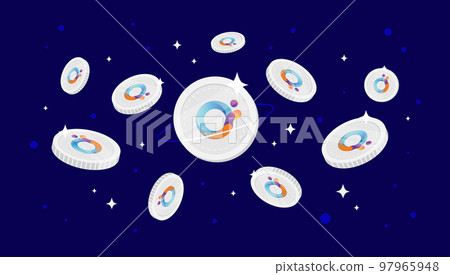 Orion Protocol (ORN) coins falling from the sky. ORN cryptocurrency concept banner background. Orion Protocol (ORN) coins falling from the sky. ORN cryptocurrency concept banner background. 97965948