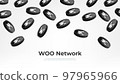 WOO Network (WOO) coin falling from the sky. WOO cryptocurrency concept banner background. 97965966