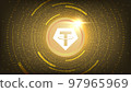 Tether Gold (XAUT) coin cryptocurrency concept banner background. 97965969