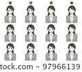 A woman in a suit, different facial expression illustration set of emotions 97966139