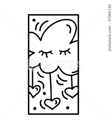 Valentine vector composition cloud with heart. Hand drawn love holiday constructor logo in rectangle horizontal frame for greeting card, web design invitation Valentine vector composition cloud with heart. Hand drawn love holiday constructor logo in rectangle horizontal frame for greeting card, web design invitation 97966180