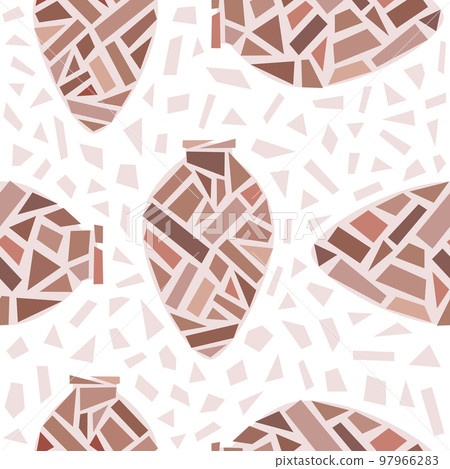 Kvevri vector seamless pattern with tiles. Traditional Georgian clay wine making vessel Qvevri. Kvevri vector seamless pattern with tiles. Traditional Georgian clay wine making vessel Qvevri. 97966283